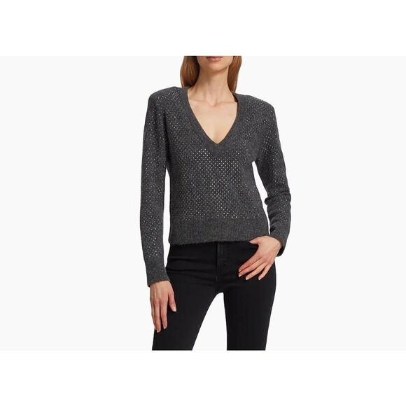 Veronica Beard Pablah Embellished V-Neck Sweater Large $500 - Picture 1 of 4